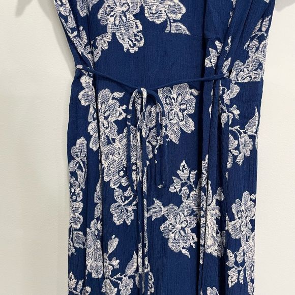 Lulu's Heart of Marigold Navy Blue Floral Print Wrap Maxi Dress XL Boho Rayon - Picture 8 of 14